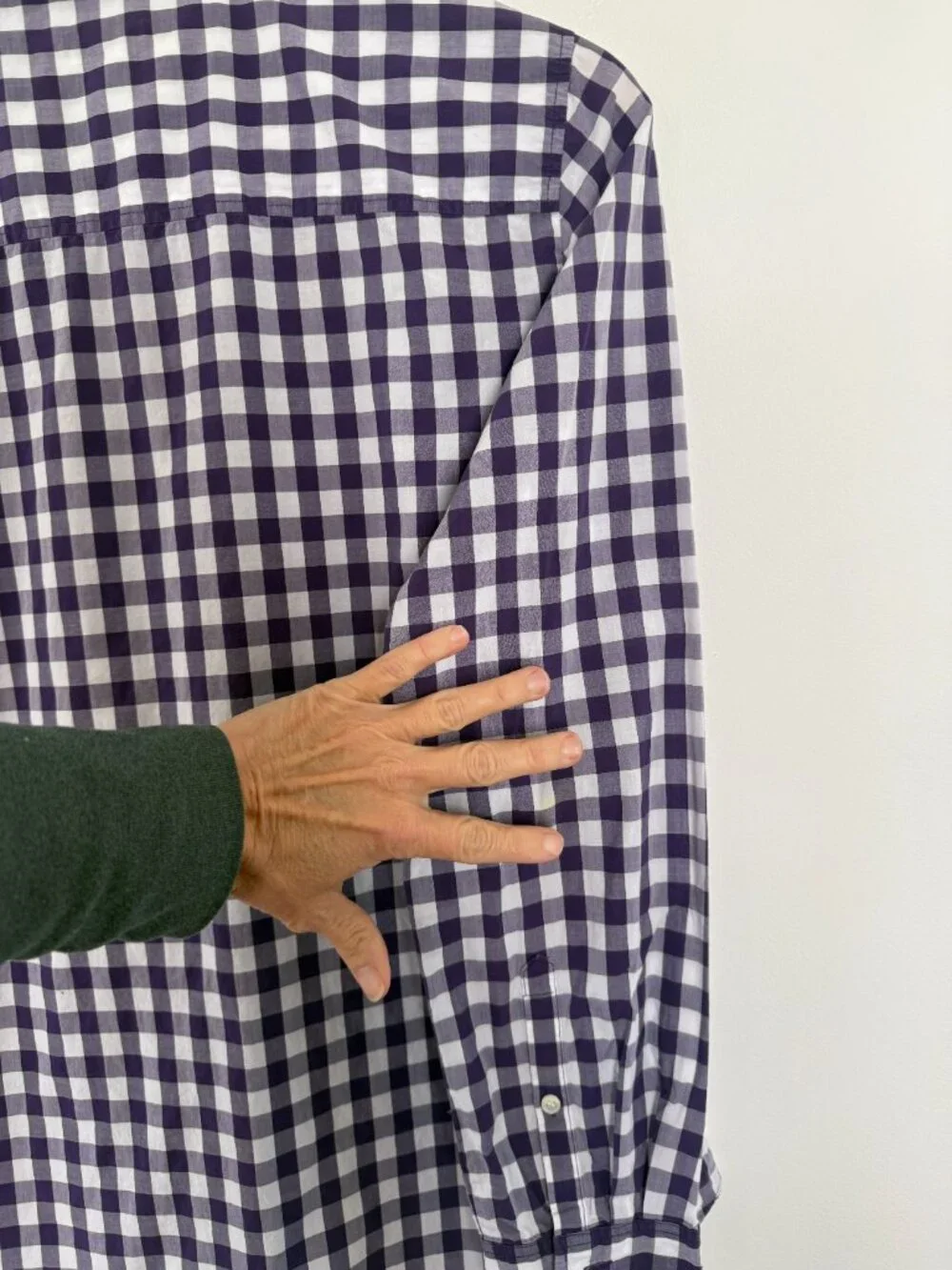 J.Crew Women’s Gingham Button Down Shirt Purple White 100% Cotton Size 8 Preppy